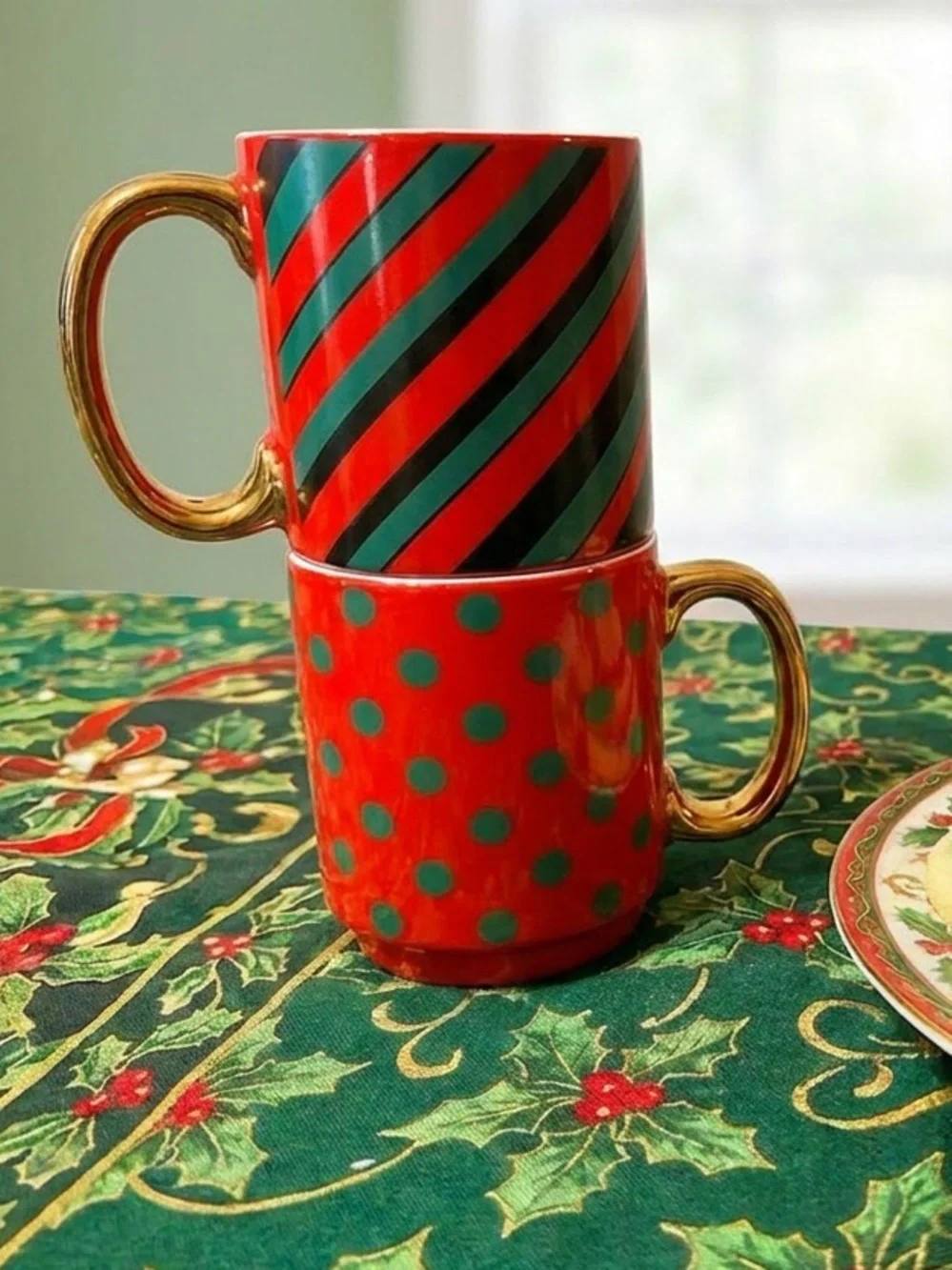 Stackable Ceramic Holiday Mugs - Set of 2
